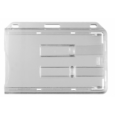 Porte-carte avec trou oblong porte-badge transparent horizontal en plastique  rigide, pochettes pour cartes d'identification et badge : :  Fournitures de bureau