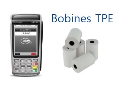 BOBINE DE PAPIER THERMIQUE SANS BISPHENOL A - TPE - 57x40x12 - 40/57 (le  lot de 50 bobines)